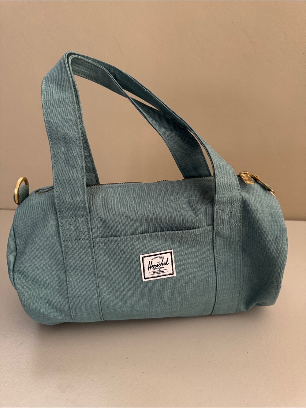 Herschel Supply Company Dusty Teal Canvas Mini Barrel Bag